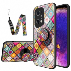 Hülle Für Oppo Find X5 Pro Magnetischer Patchwork-halter