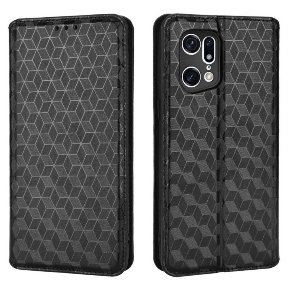 Schutzhülle Für Oppo Find X5 Pro Flip Case 3d-diamant-leder-effekt