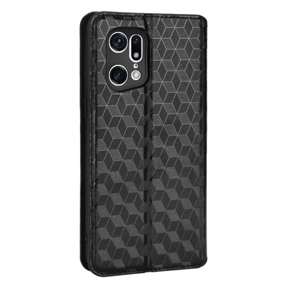 Schutzhülle Für Oppo Find X5 Pro Flip Case 3d-diamant-leder-effekt