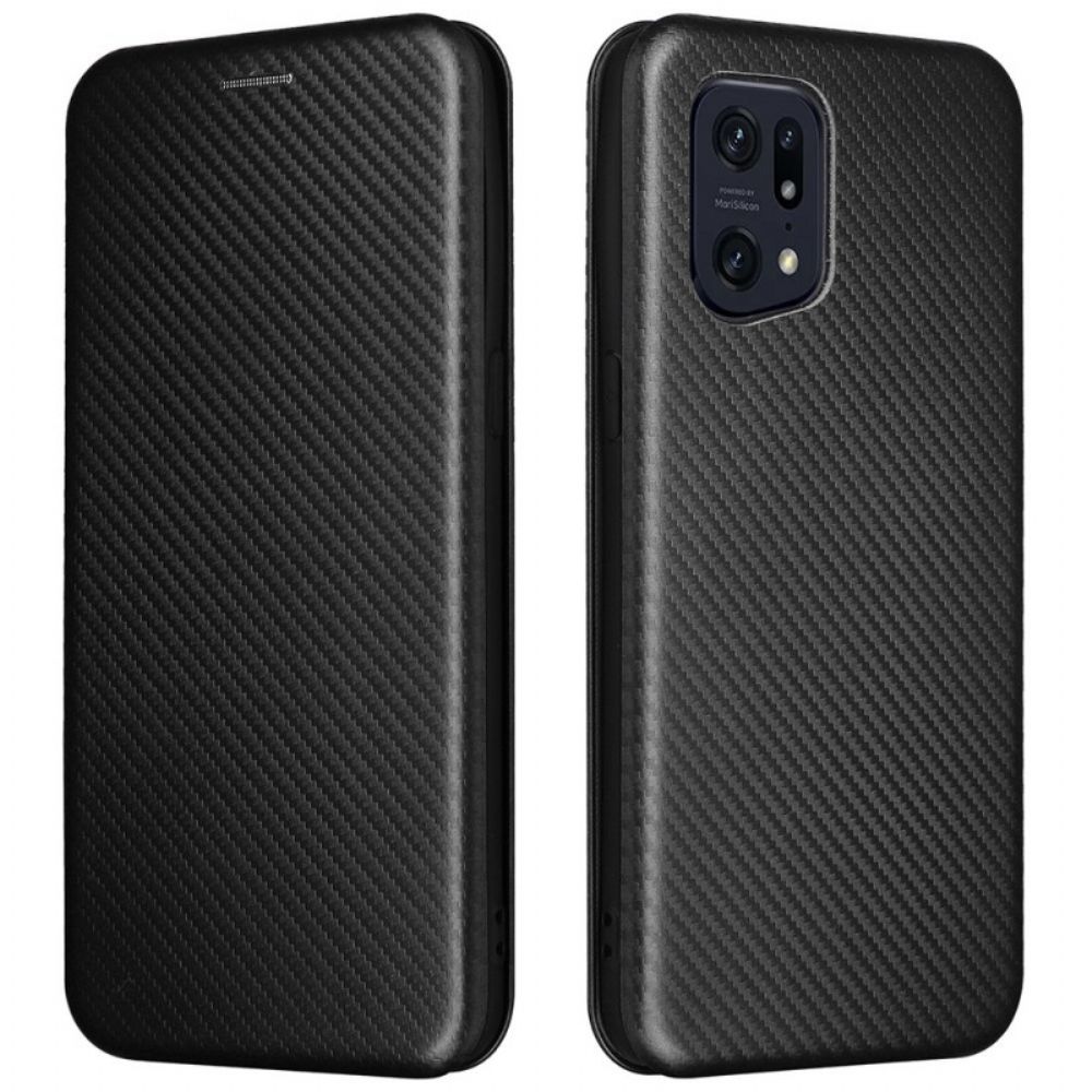 Schutzhülle Für Oppo Find X5 Pro Flip Case Kohlefasertextur