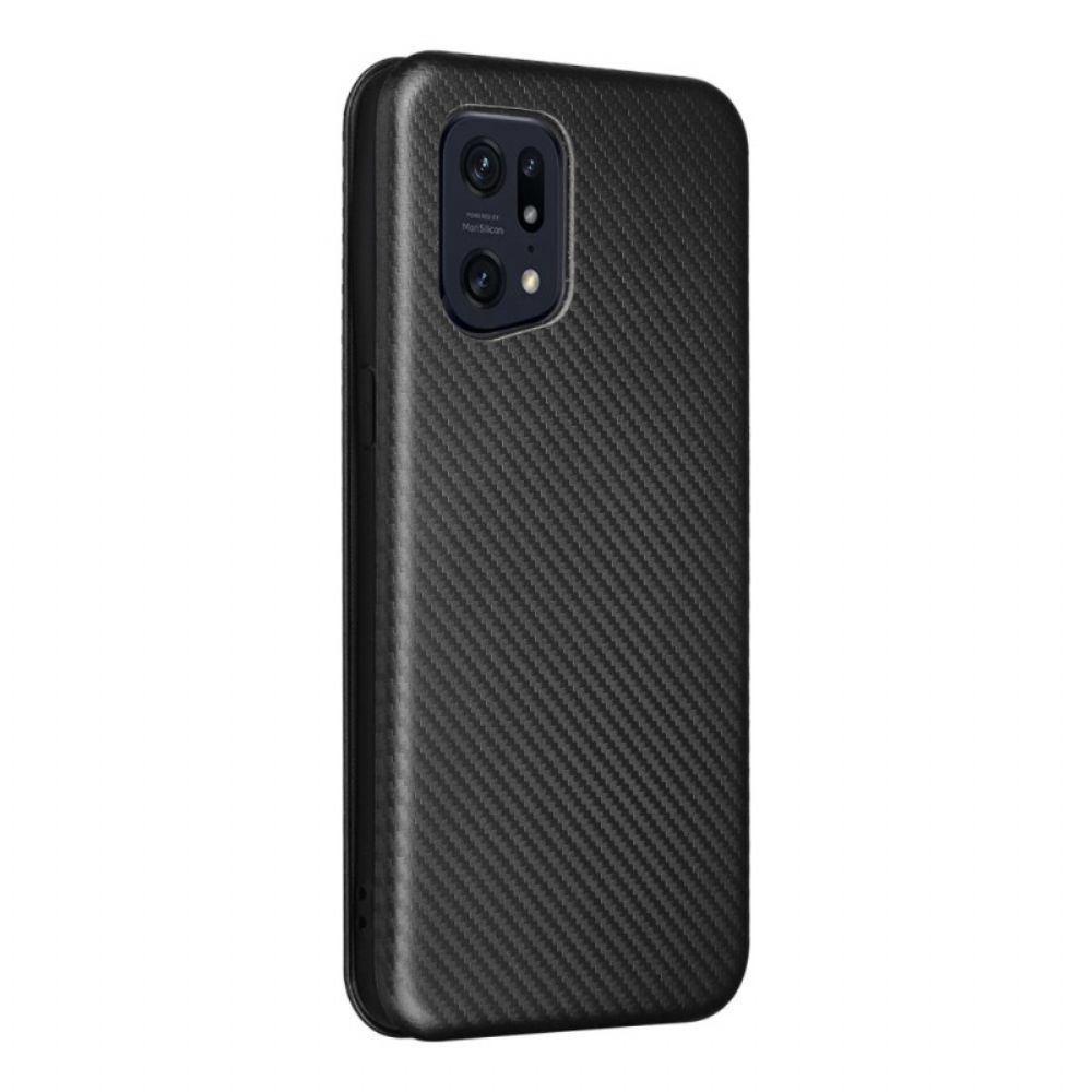 Schutzhülle Für Oppo Find X5 Pro Flip Case Kohlefasertextur