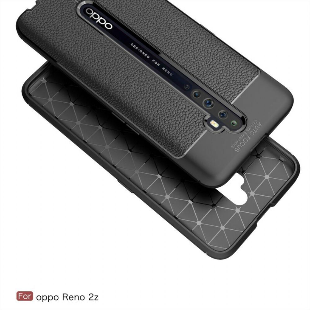 Handyhülle Für Oppo Reno 2Z Doppellinie Litschi-leder-effekt