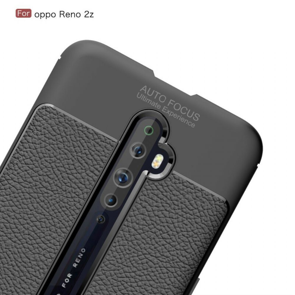 Handyhülle Für Oppo Reno 2Z Doppellinie Litschi-leder-effekt