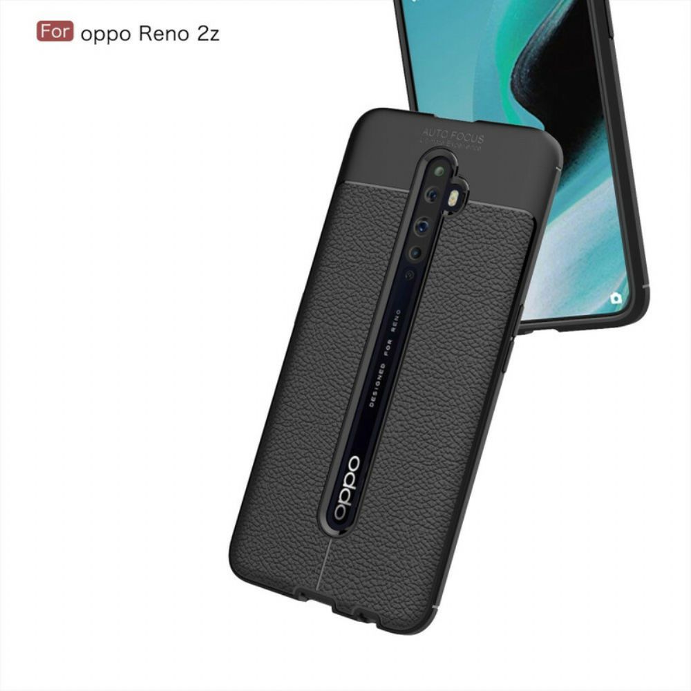 Handyhülle Für Oppo Reno 2Z Doppellinie Litschi-leder-effekt