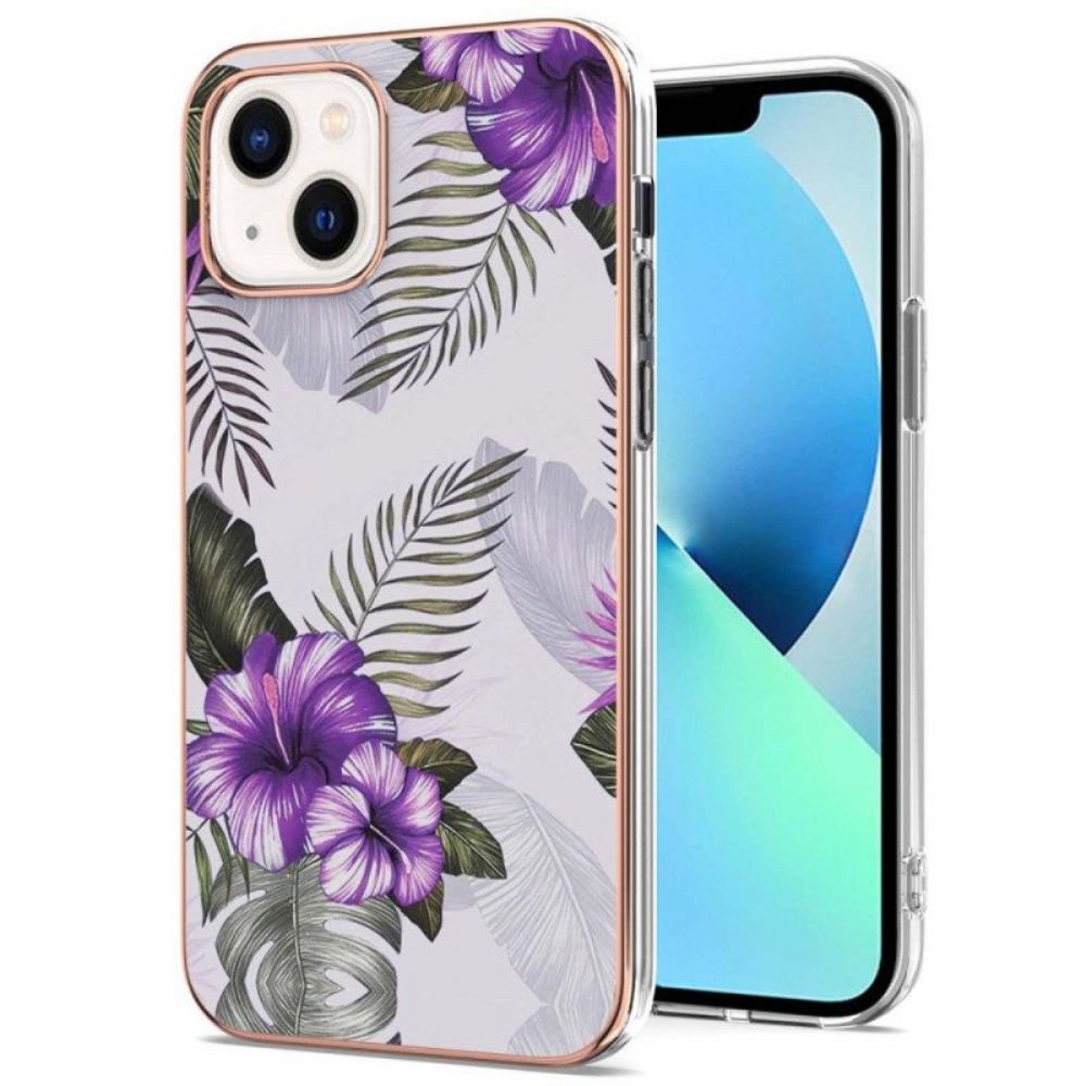 Hülle Für iPhone 15 Blumenmarmor