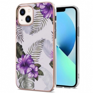 Hülle Für iPhone 15 Blumenmarmor