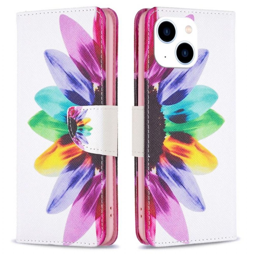 Lederhüllen Für iPhone 15 Aquarellblume