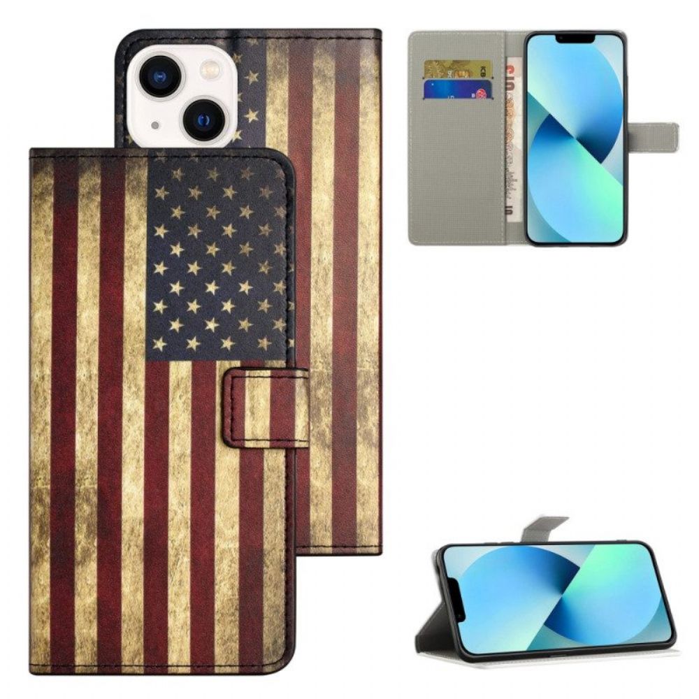 Lederhüllen Für iPhone 15 Vintage Usa-flagge