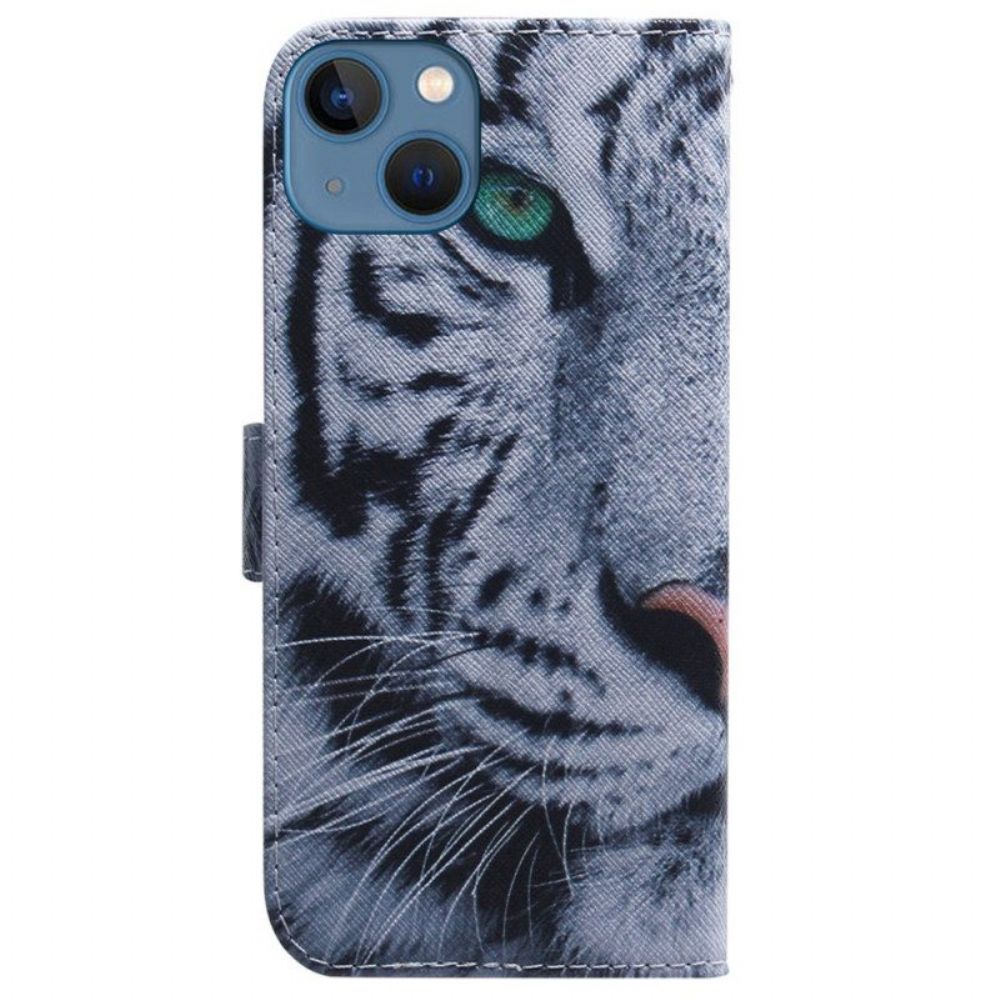 Lederhüllen Für iPhone 15 Weißer Tiger