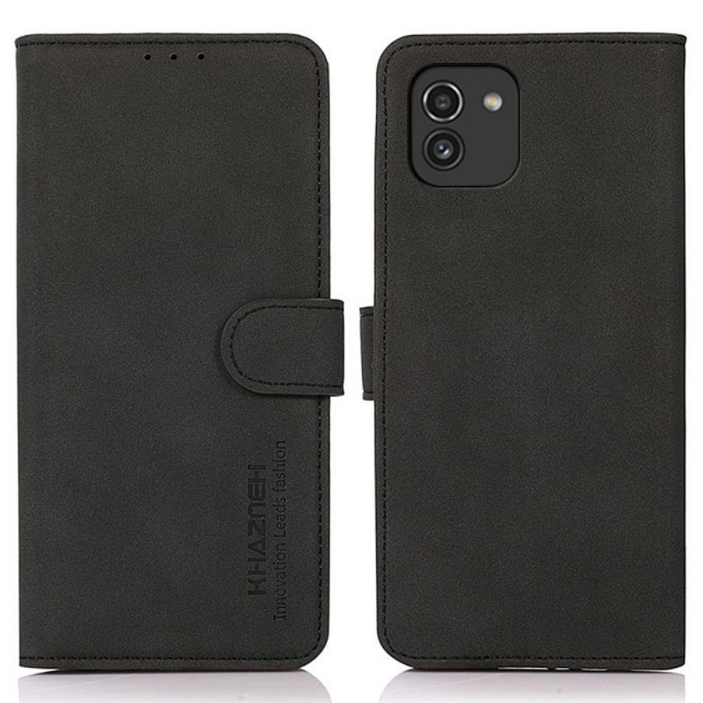 Flip Case Für Samsung Galaxy A03 Ledereffektstruktur Khazneh