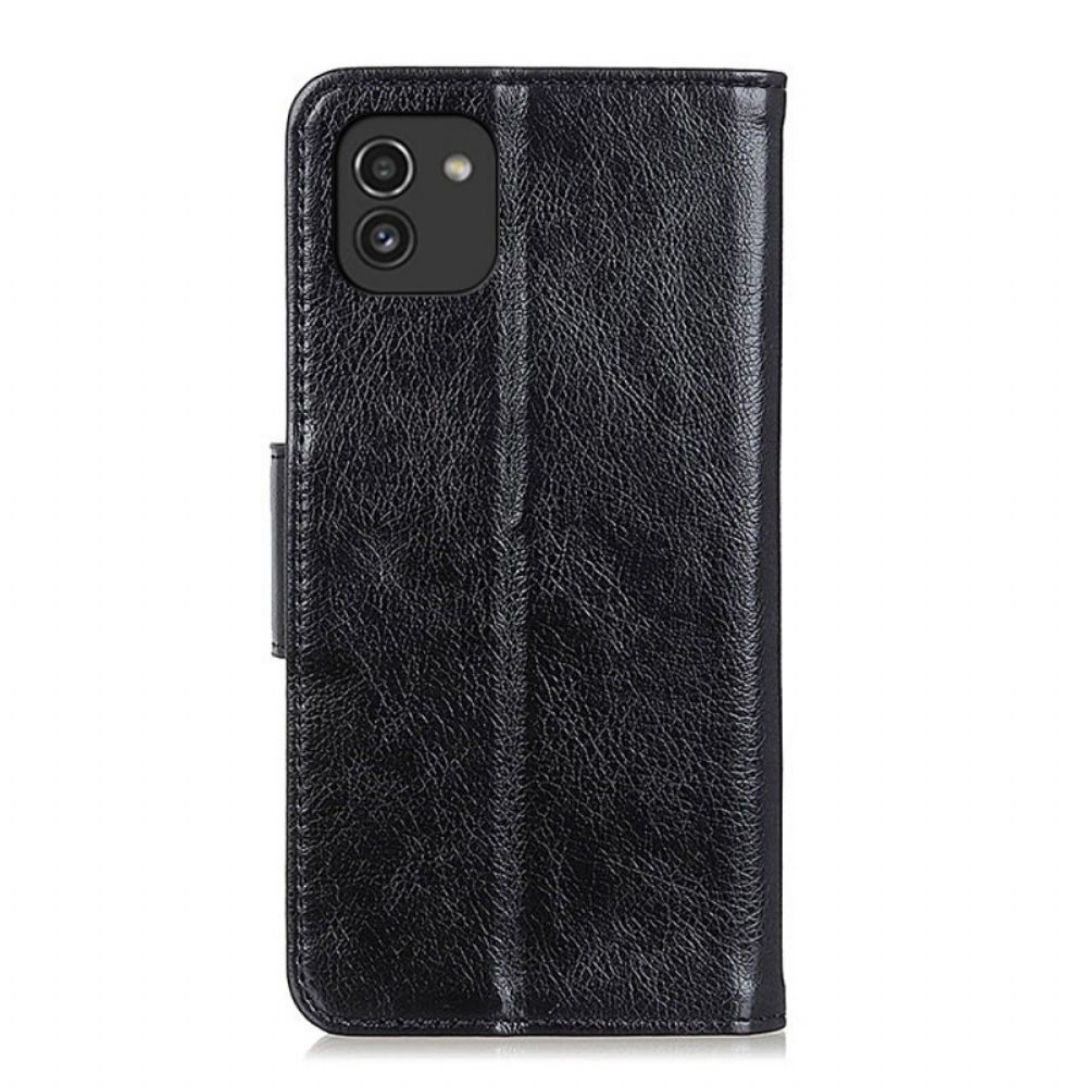 Flip Case Für Samsung Galaxy A03 Spaltnappaleder