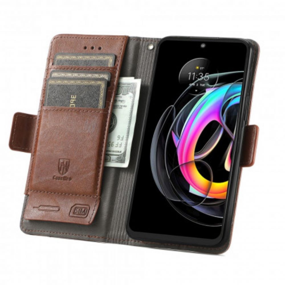 Flip Case Für Motorola Edge 20 Lite Zweifarbiger Doppelverschluss