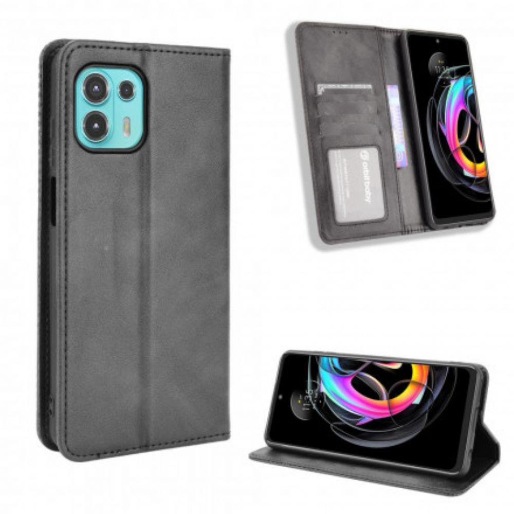 Schutzhülle Für Motorola Edge 20 Lite Flip Case Stilisierter Vintage-ledereffekt