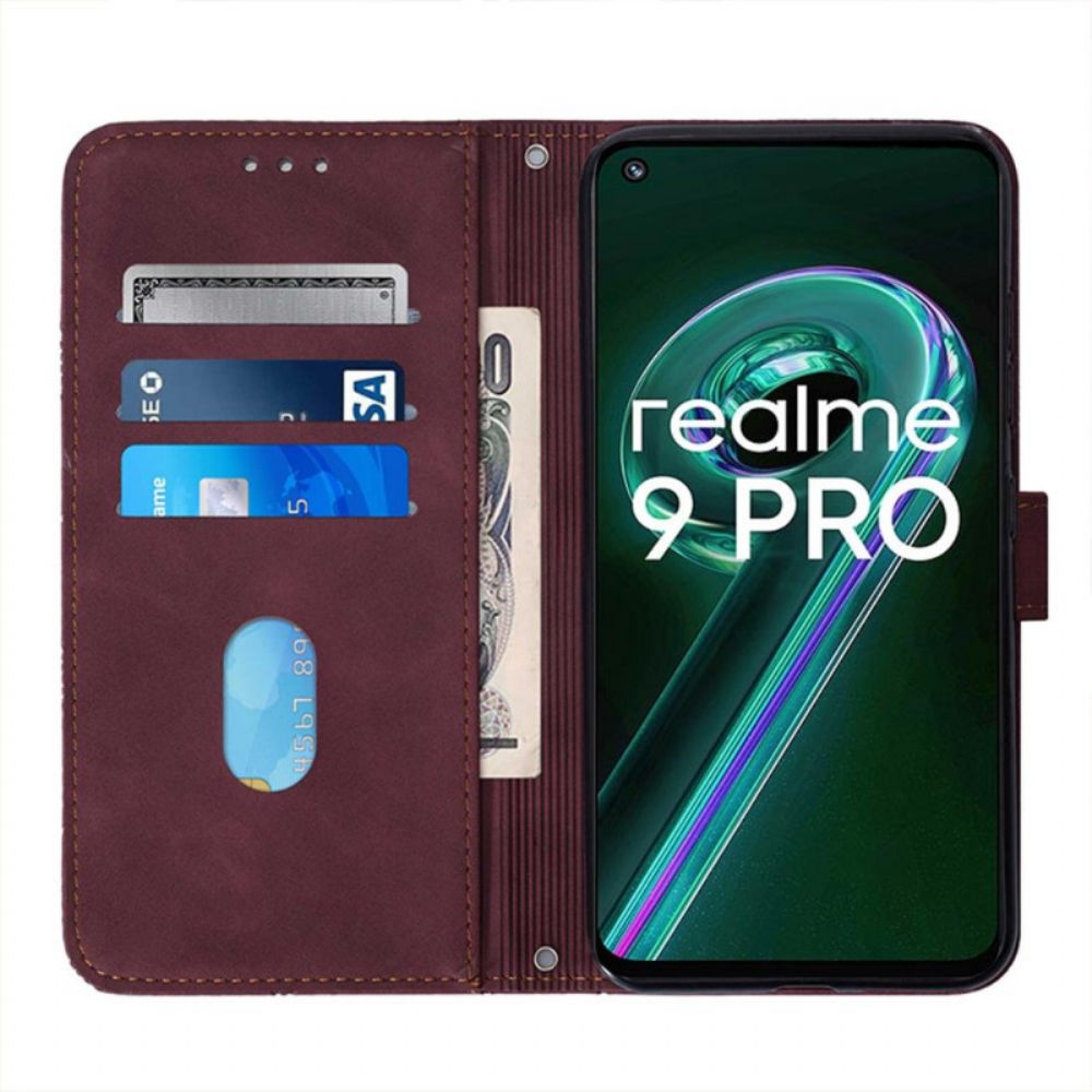 Flip Case Für Realme 9 Pro 5G Pyramidenleder-effekt