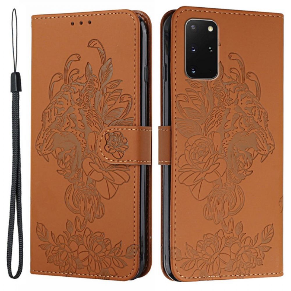 Flip Case Für Samsung Galaxy S20 Plus 4G / 5G Mit Kordel Barocker Riemchen-tiger