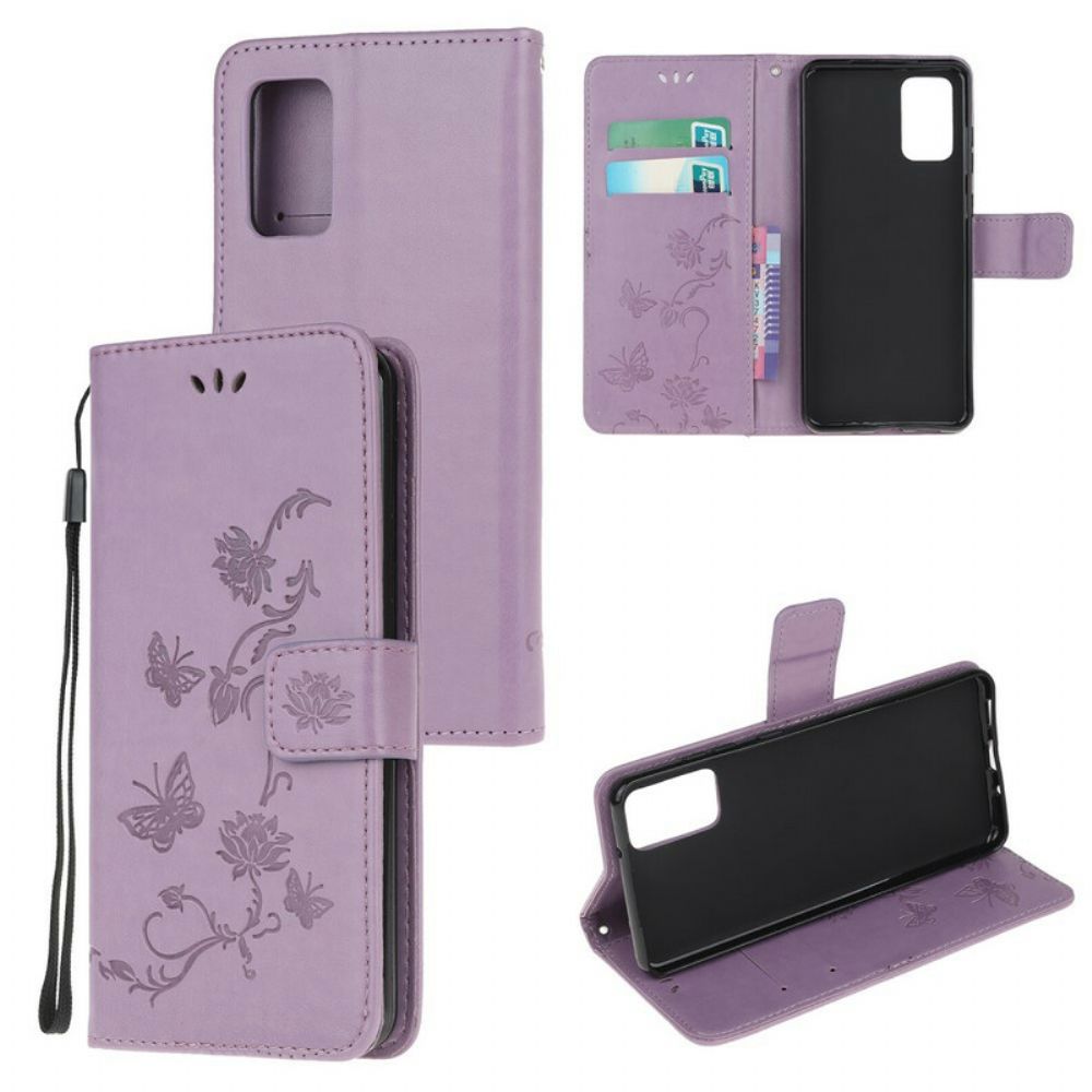 Flip Case Für Samsung Galaxy S20 Plus 4G / 5G Mit Kordel Schmetterlingsband