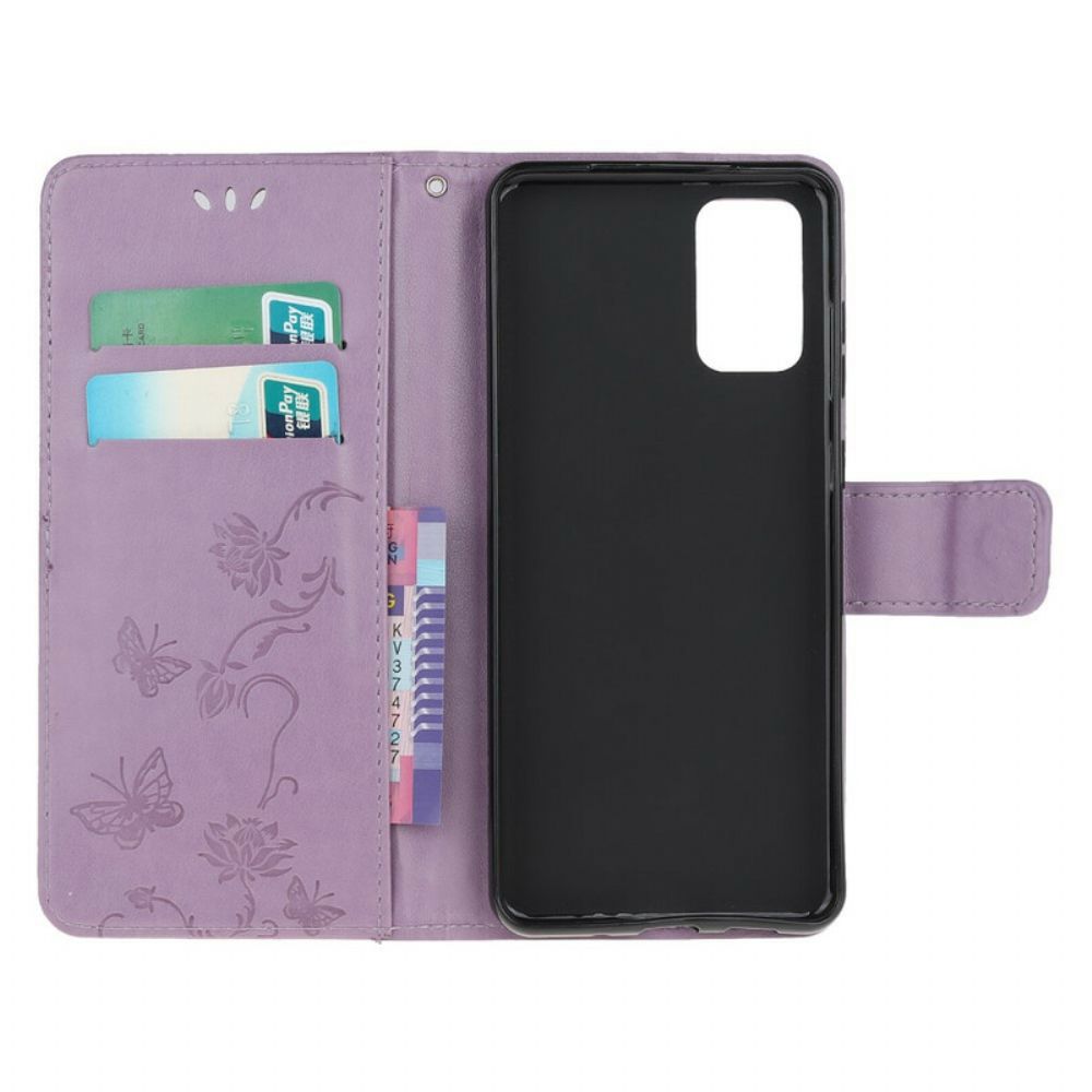 Flip Case Für Samsung Galaxy S20 Plus 4G / 5G Mit Kordel Schmetterlingsband