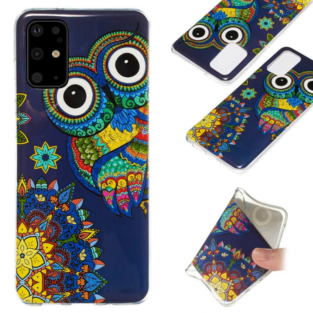 Handyhülle Für Samsung Galaxy S20 Plus 4G / 5G Fluoreszierende Mandala-eule