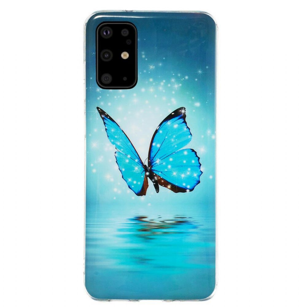 Handyhülle Für Samsung Galaxy S20 Plus 4G / 5G Fluoreszierender Blauer Schmetterling