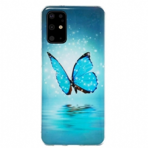 Handyhülle Für Samsung Galaxy S20 Plus 4G / 5G Fluoreszierender Blauer Schmetterling