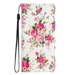 Flip Case Für Xiaomi 12 Lite Mit Kordel Riemen Liberty Flowers