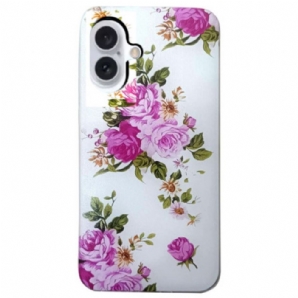 Hülle Für iPhone 16 Rosa Blumen