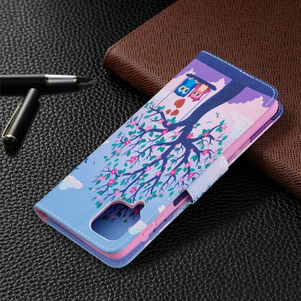 Flip Case Für Samsung Galaxy A12 / M12 Eulen Auf Der Schaukel