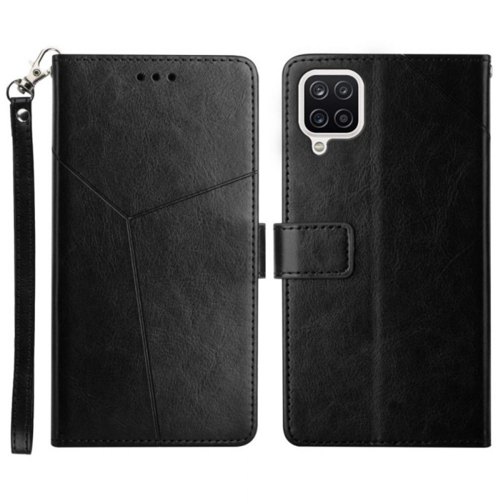 Flip Case Für Samsung Galaxy A12 / M12 Geo Y Design Lederstil