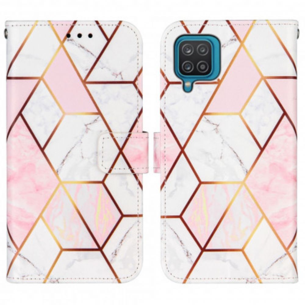 Flip Case Für Samsung Galaxy A12 / M12 Geometrischer Marmor