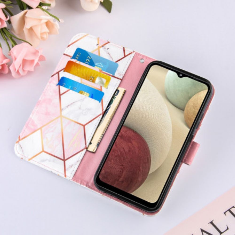 Flip Case Für Samsung Galaxy A12 / M12 Geometrischer Marmor