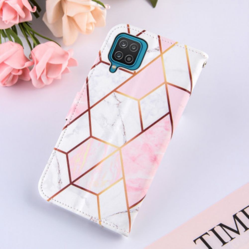 Flip Case Für Samsung Galaxy A12 / M12 Geometrischer Marmor