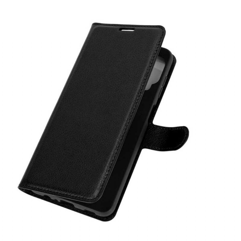 Flip Case Für Samsung Galaxy A12 / M12 Klassisches Litschi-kunstleder