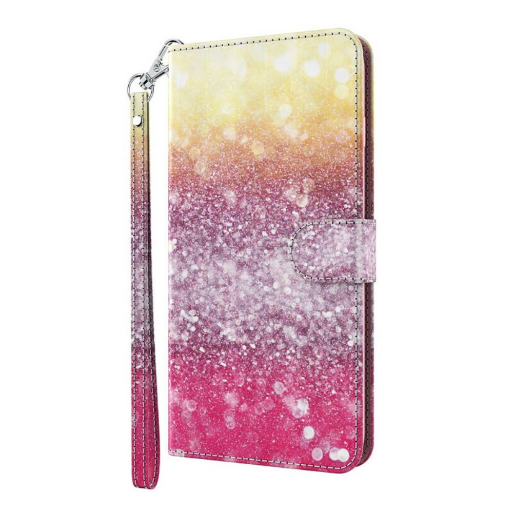 Flip Case Für Samsung Galaxy A12 / M12 Magentafarbener Glitzerverlauf