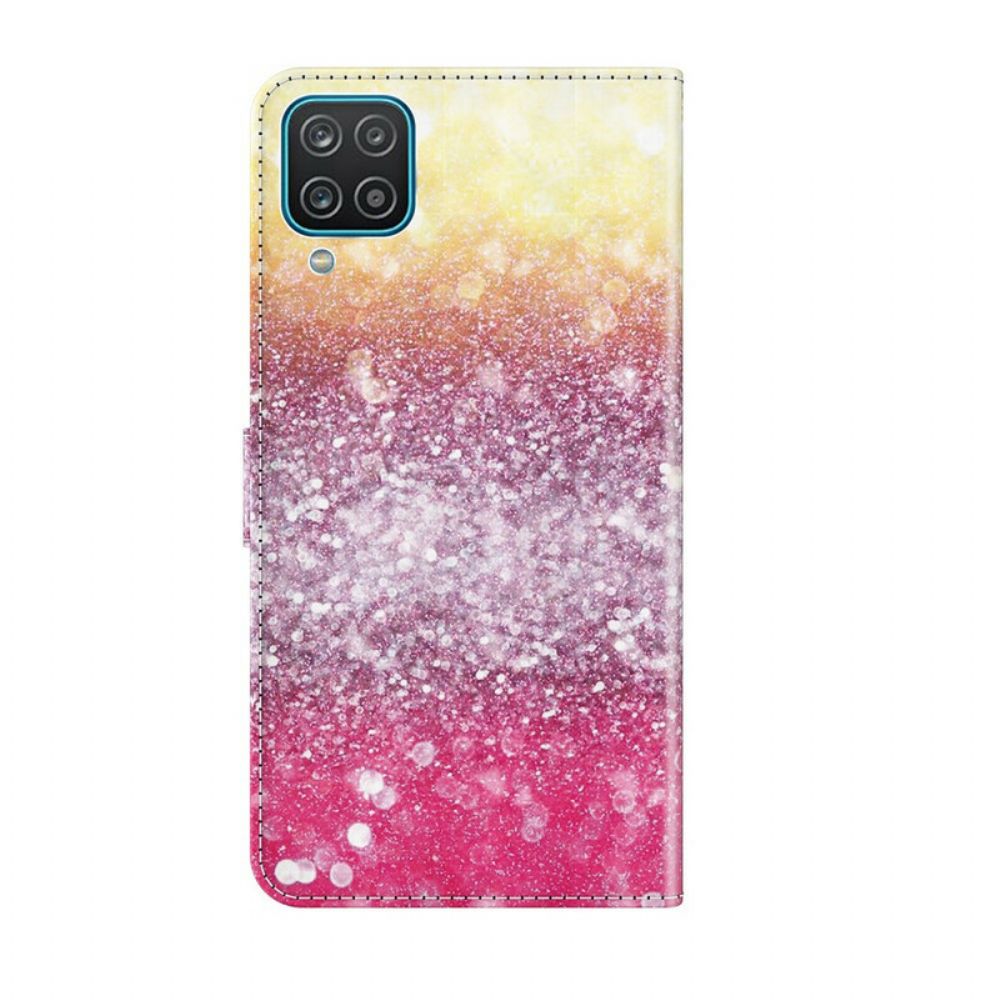 Flip Case Für Samsung Galaxy A12 / M12 Magentafarbener Glitzerverlauf