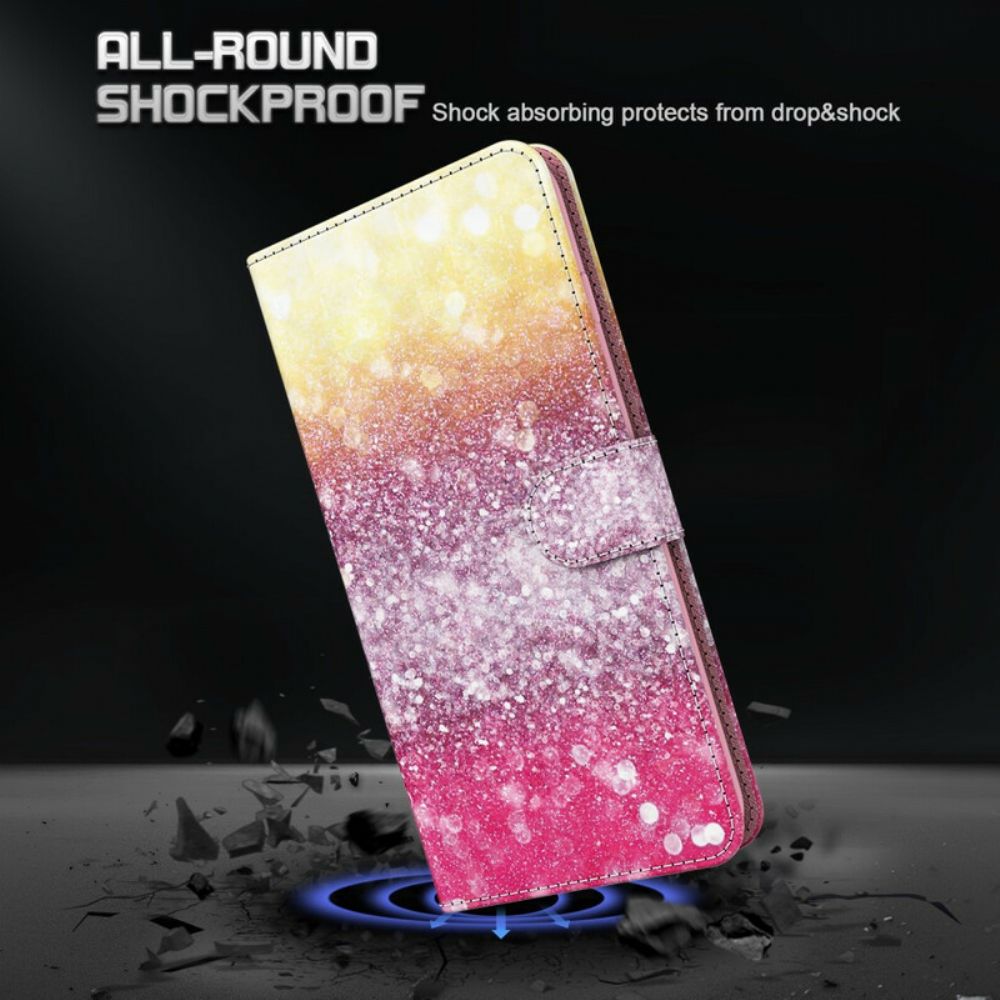 Flip Case Für Samsung Galaxy A12 / M12 Magentafarbener Glitzerverlauf