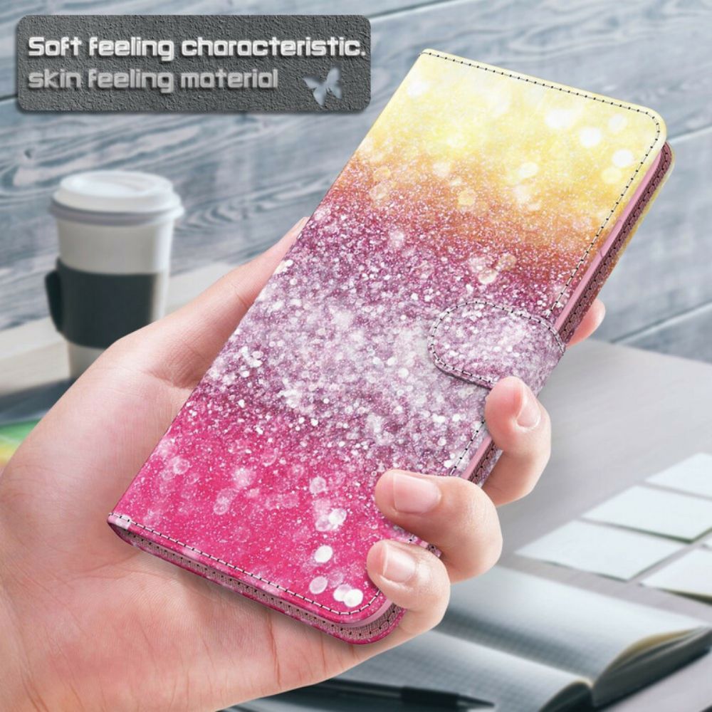 Flip Case Für Samsung Galaxy A12 / M12 Magentafarbener Glitzerverlauf