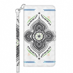 Flip Case Für Samsung Galaxy A12 / M12 Mandala-lichtpunkte Mit Lanyard