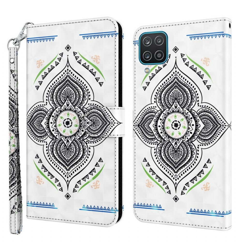 Flip Case Für Samsung Galaxy A12 / M12 Mandala-lichtpunkte Mit Lanyard