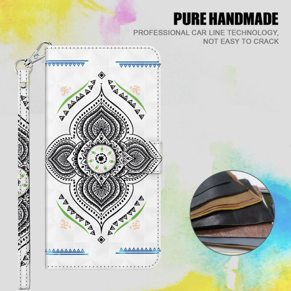 Flip Case Für Samsung Galaxy A12 / M12 Mandala-lichtpunkte Mit Lanyard