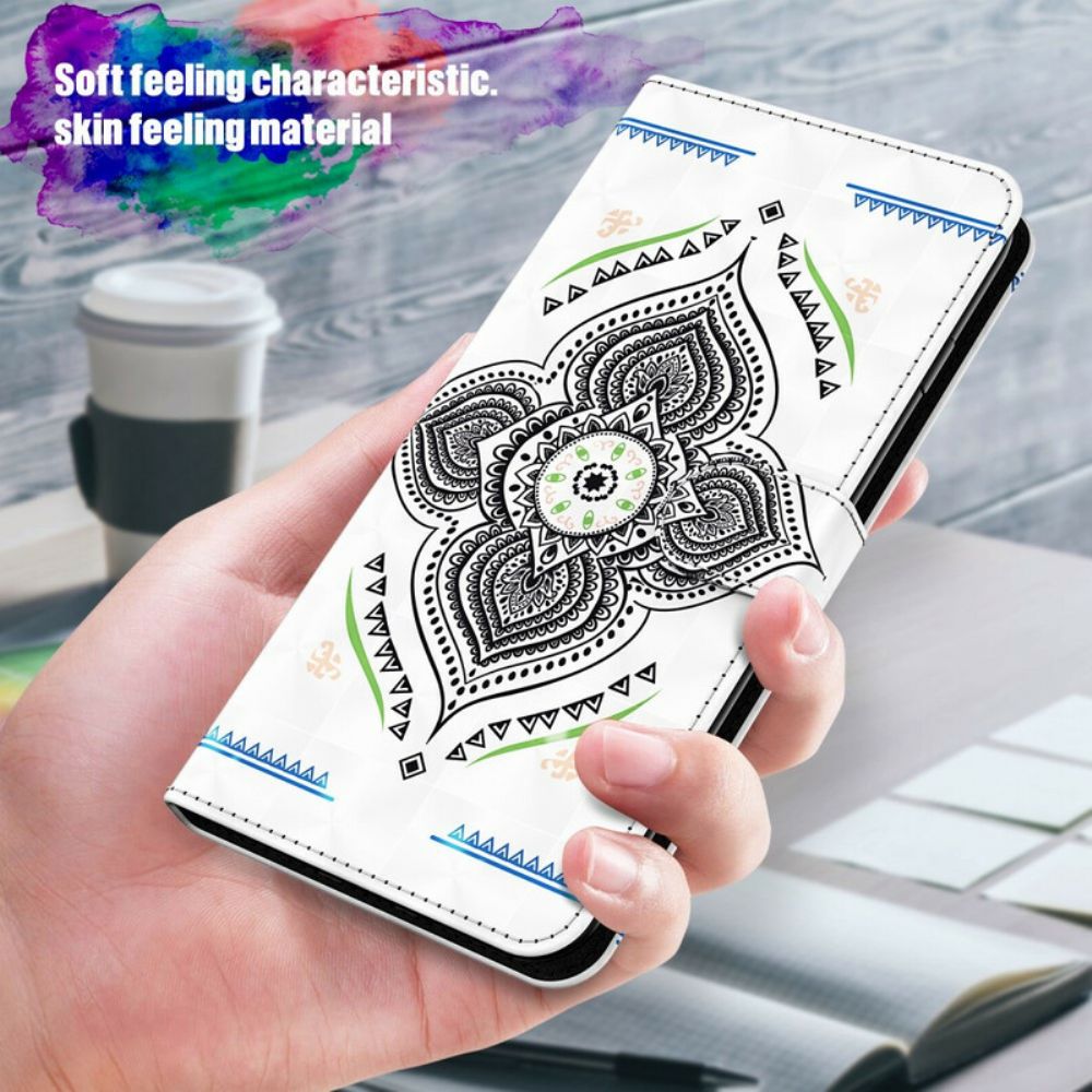 Flip Case Für Samsung Galaxy A12 / M12 Mandala-lichtpunkte Mit Lanyard