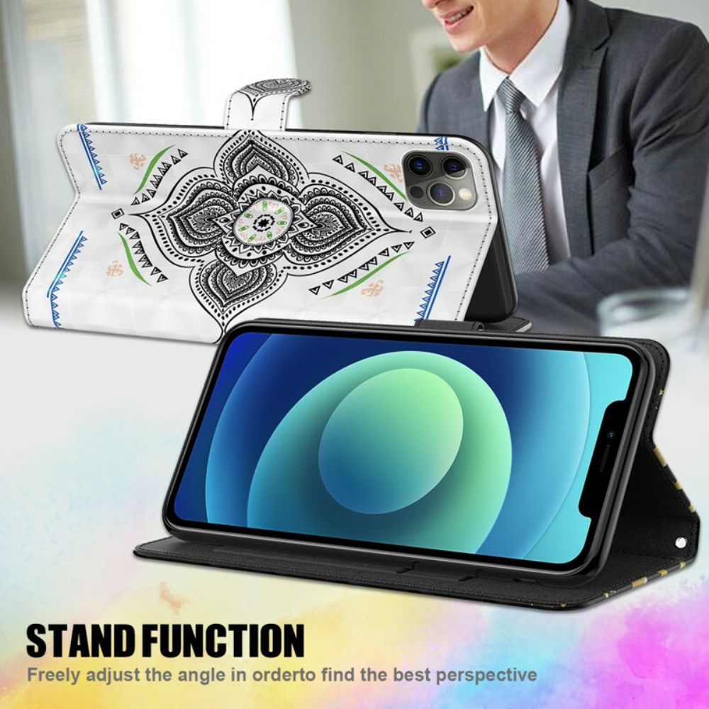 Flip Case Für Samsung Galaxy A12 / M12 Mandala-lichtpunkte Mit Lanyard