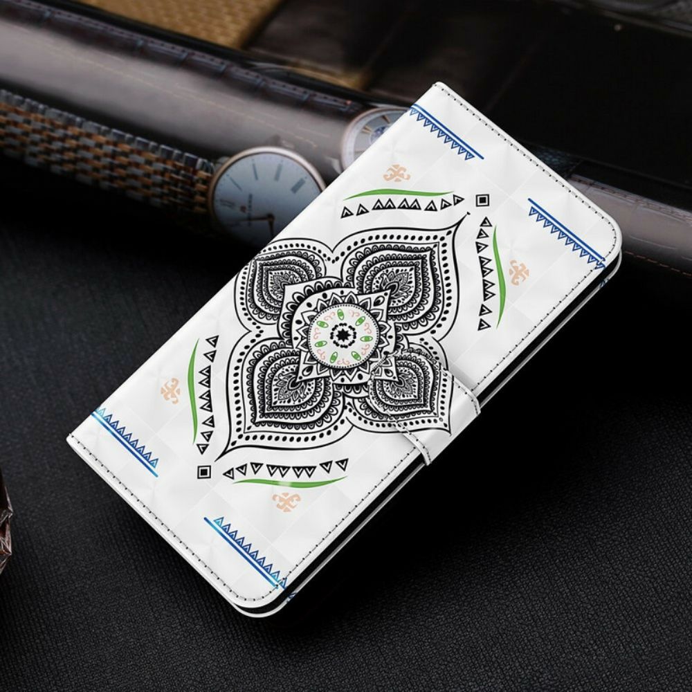 Flip Case Für Samsung Galaxy A12 / M12 Mandala-lichtpunkte Mit Lanyard