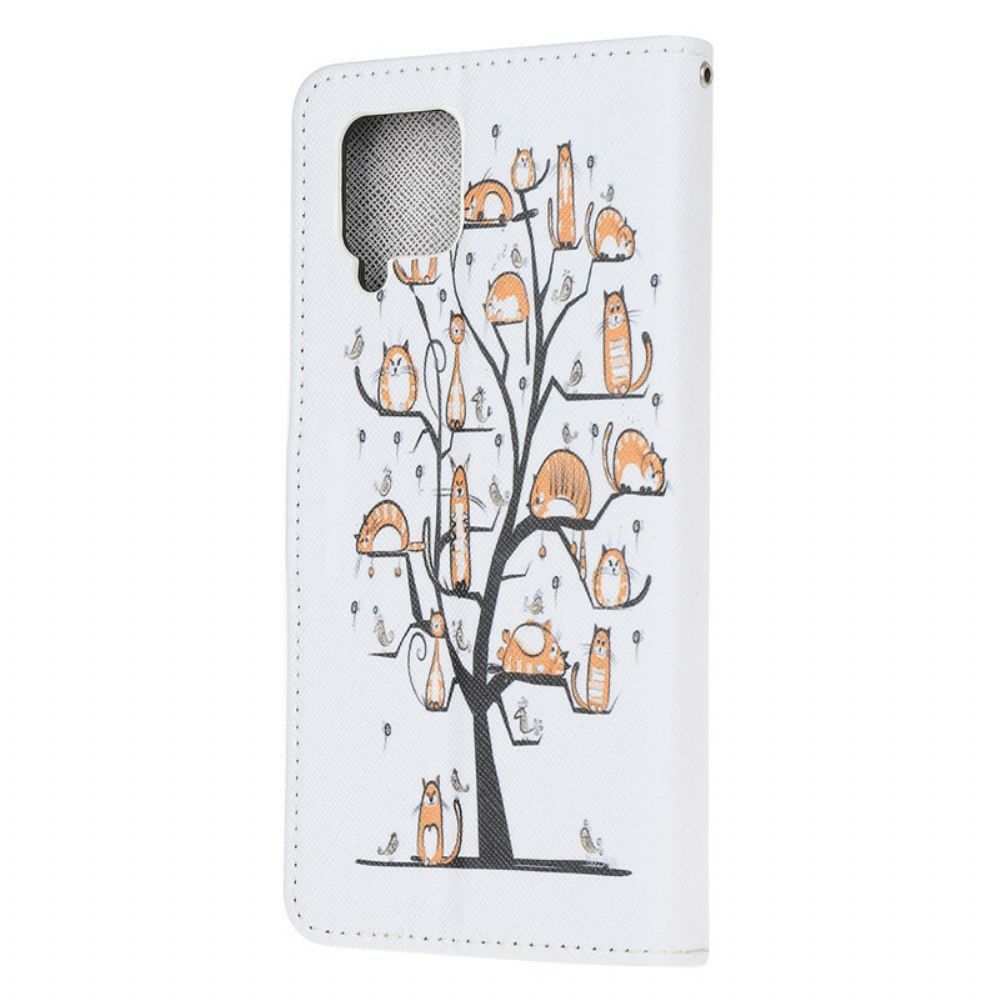 Flip Case Für Samsung Galaxy A12 / M12 Mit Kordel Funky Cats Mit Riemen