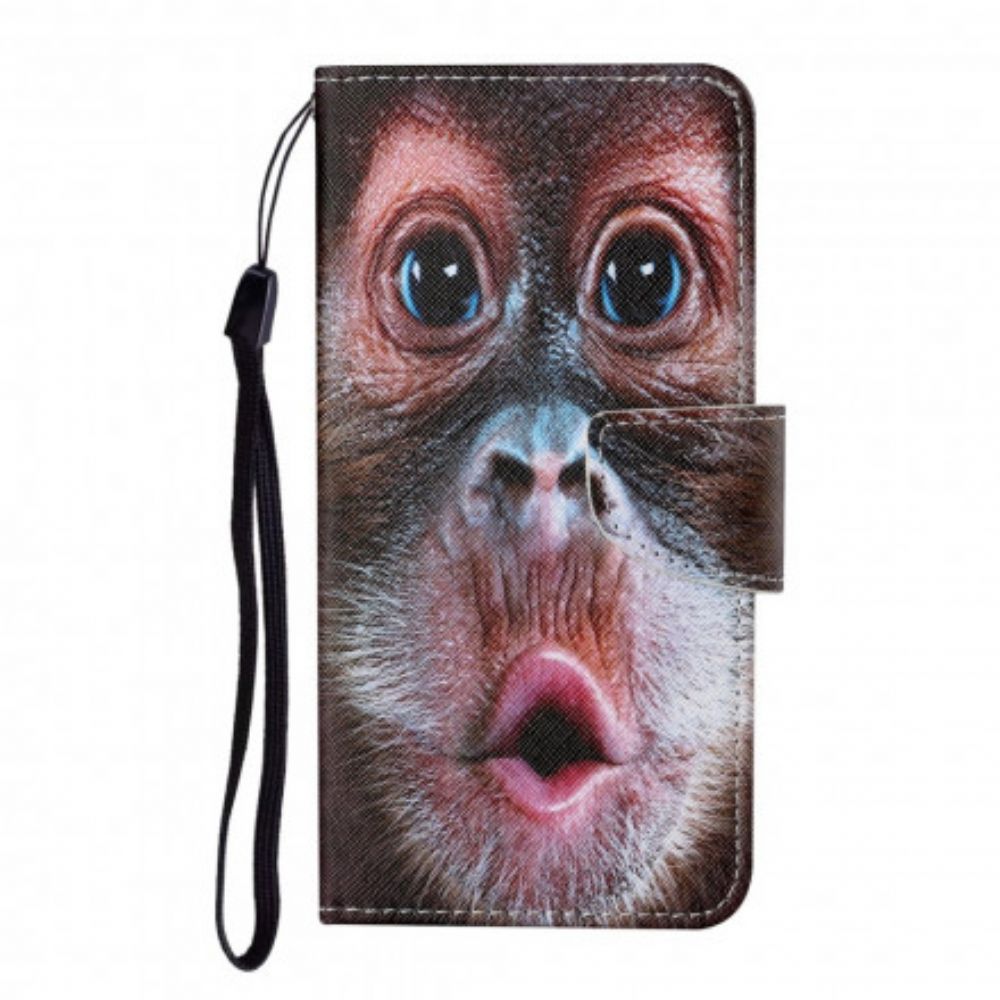 Flip Case Für Samsung Galaxy A12 / M12 Mit Kordel Tanga-affe