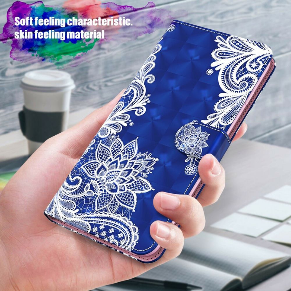 Flip Case Für Samsung Galaxy A12 / M12 Spitze Mit Hellem Punkt Und Riemen