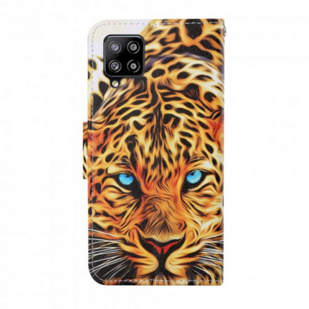 Flip Case Für Samsung Galaxy A12 / M12 Tiger Mit Lanyard