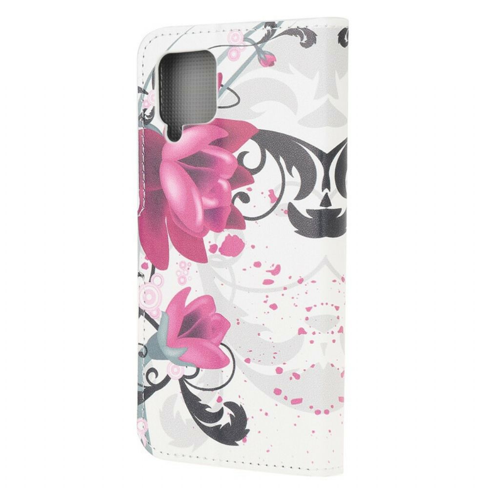 Flip Case Für Samsung Galaxy A12 / M12 Tropische Blumen