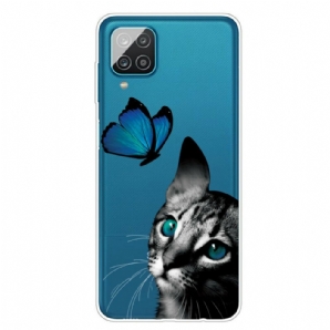 Handyhülle Für Samsung Galaxy A12 / M12 Katze Und Schmetterling