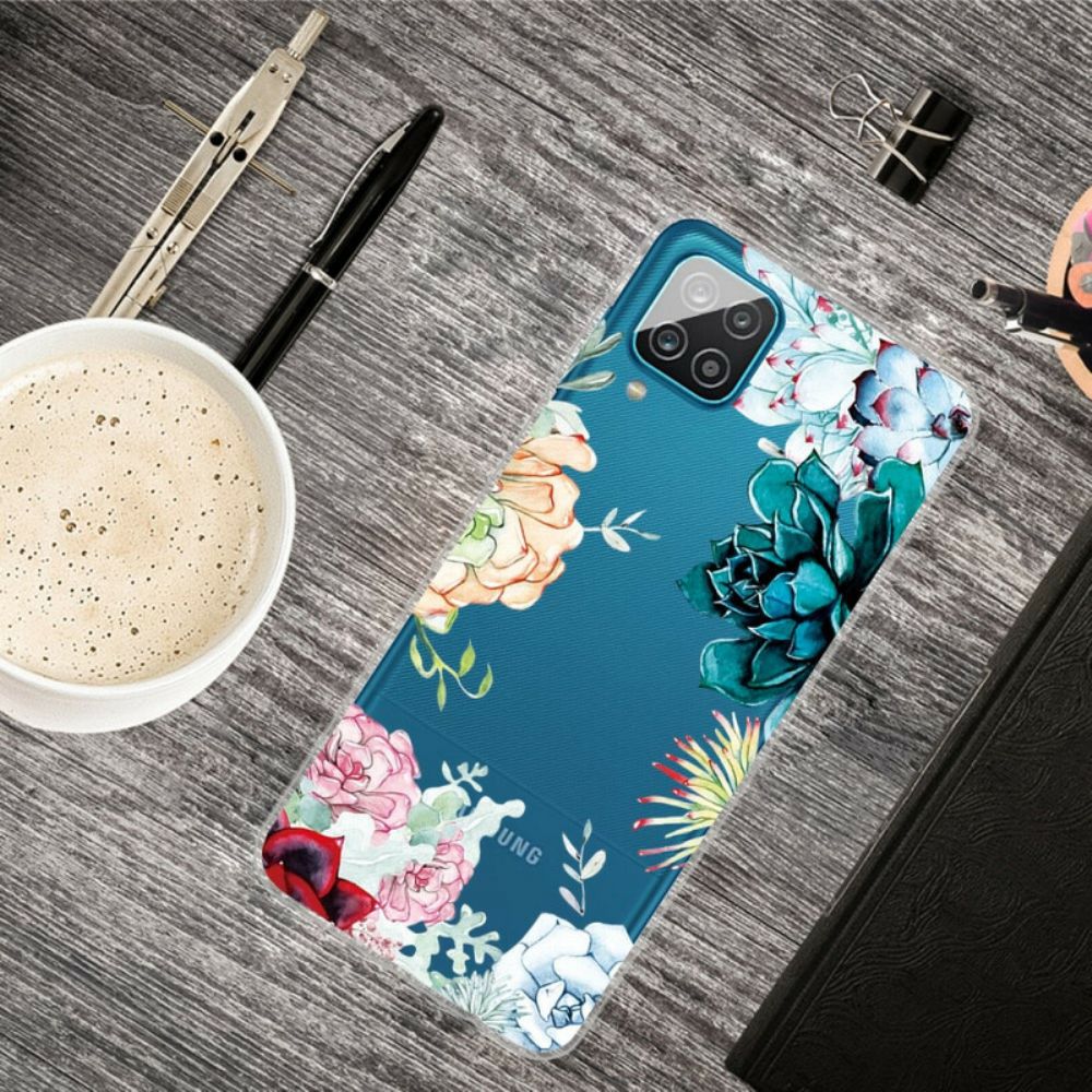 Handyhülle Für Samsung Galaxy A12 / M12 Nahtlose Aquarellblumen