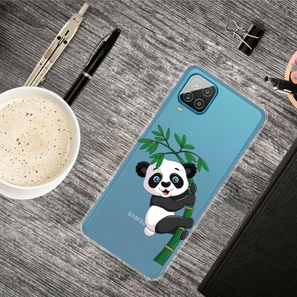 Handyhülle Für Samsung Galaxy A12 / M12 Nahtloser Panda Auf Bambus